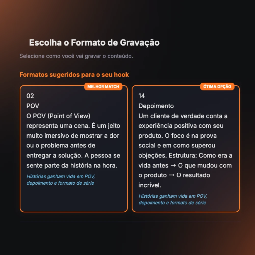 Tela de Formato do Scriptfy