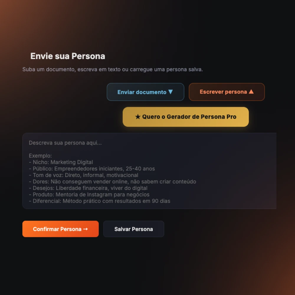 Tela de Persona do Scriptfy